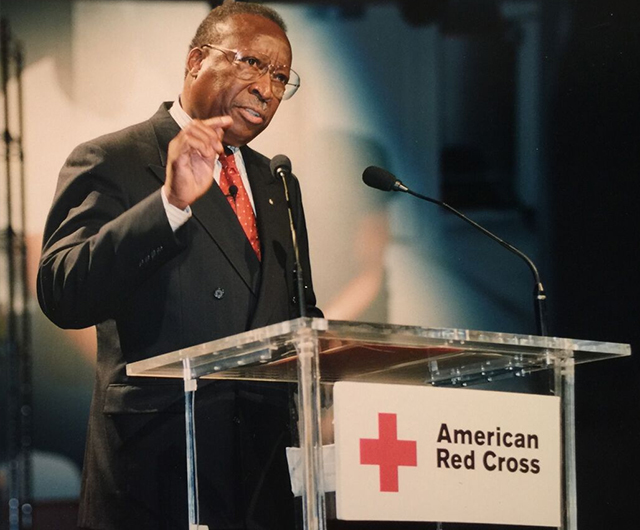 Bullock speaking at the Annual Red Cross Convention